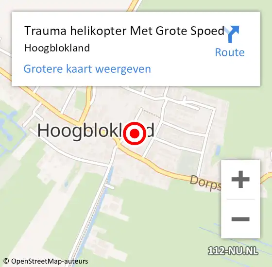 Locatie op kaart van de 112 melding: Trauma helikopter Met Grote Spoed Naar Hoogblokland op 13 december 2024 17:07