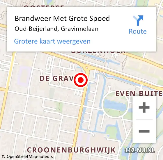 Locatie op kaart van de 112 melding: Brandweer Met Grote Spoed Naar Oud-Beijerland, Gravinnelaan op 13 december 2024 17:28