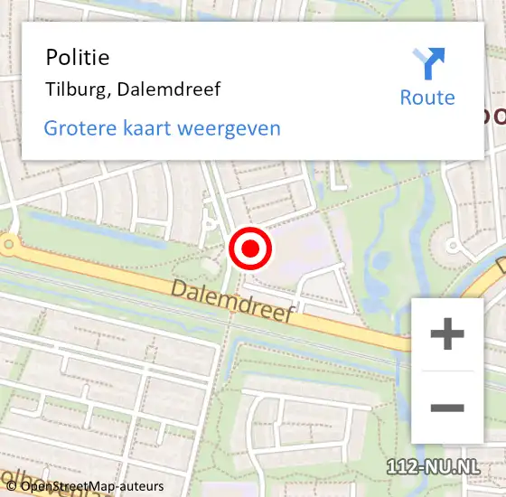 Locatie op kaart van de 112 melding: Politie Tilburg, Dalemdreef op 13 december 2024 17:41