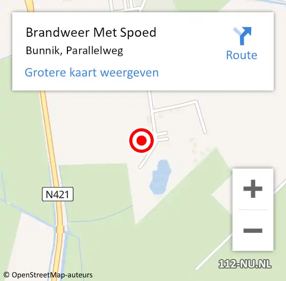 Locatie op kaart van de 112 melding: Brandweer Met Spoed Naar Bunnik, Parallelweg op 13 december 2024 18:02