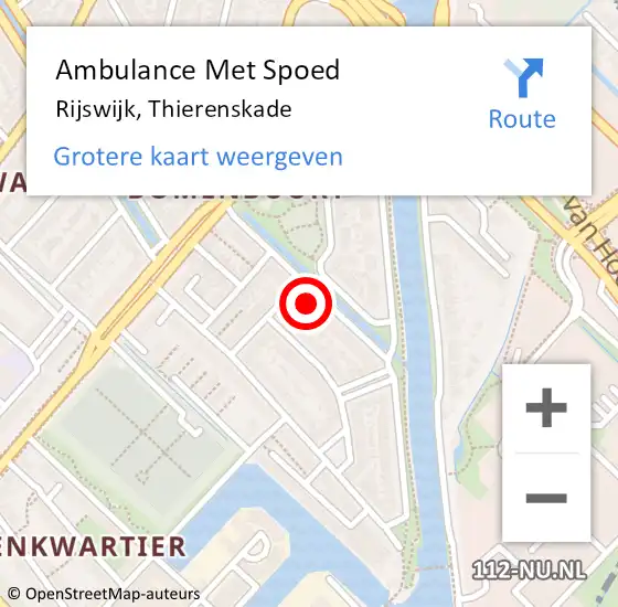 Locatie op kaart van de 112 melding: Ambulance Met Spoed Naar Rijswijk, Thierenskade op 13 december 2024 18:16