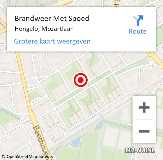 Locatie op kaart van de 112 melding: Brandweer Met Spoed Naar Hengelo, Mozartlaan op 13 december 2024 18:27