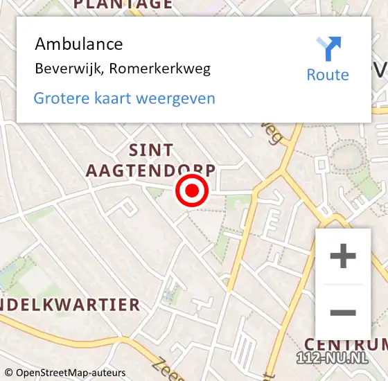 Locatie op kaart van de 112 melding: Ambulance Beverwijk, Romerkerkweg op 13 december 2024 18:35