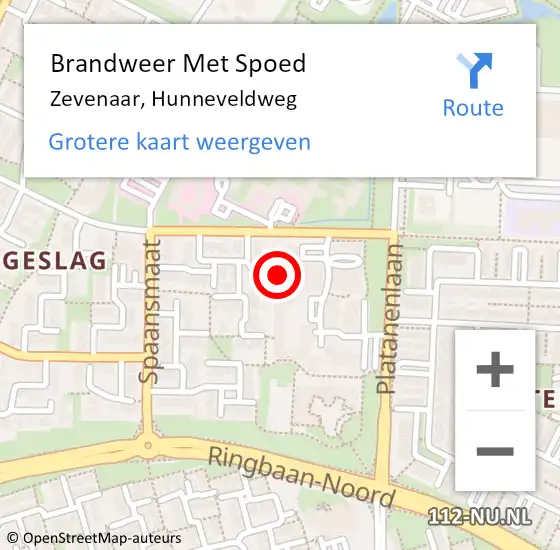 Locatie op kaart van de 112 melding: Brandweer Met Spoed Naar Zevenaar, Hunneveldweg op 13 december 2024 18:42