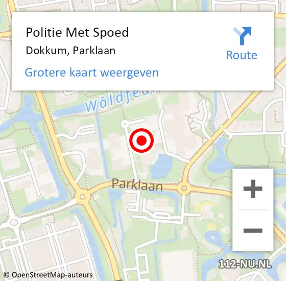 Locatie op kaart van de 112 melding: Politie Met Spoed Naar Dokkum, Parklaan op 13 december 2024 18:45