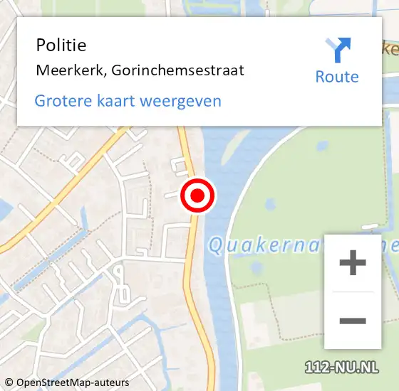 Locatie op kaart van de 112 melding: Politie Meerkerk, Gorinchemsestraat op 13 december 2024 19:04