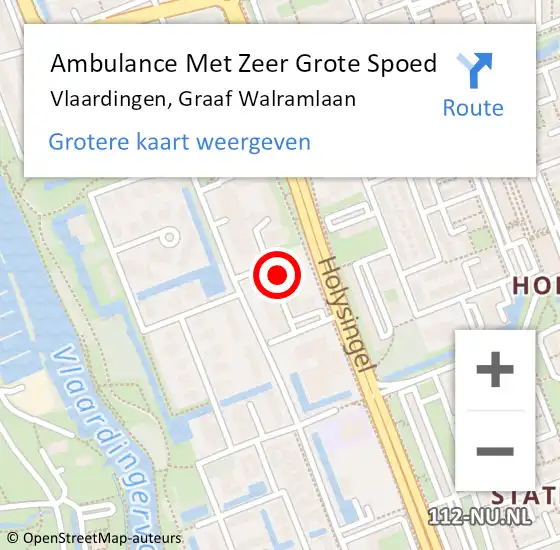 Locatie op kaart van de 112 melding: Ambulance Met Zeer Grote Spoed Naar Vlaardingen, Graaf Walramlaan op 13 december 2024 19:26