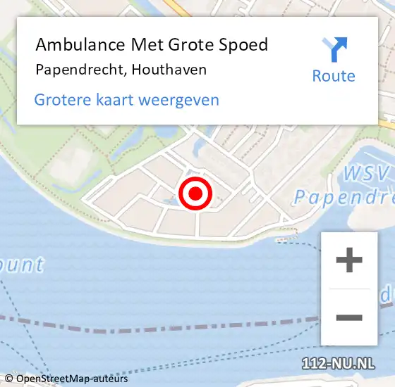 Locatie op kaart van de 112 melding: Ambulance Met Grote Spoed Naar Papendrecht, Houthaven op 13 december 2024 19:27