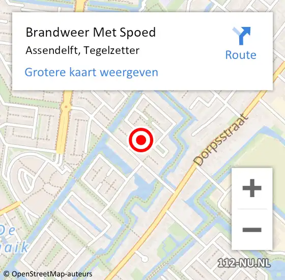 Locatie op kaart van de 112 melding: Brandweer Met Spoed Naar Assendelft, Tegelzetter op 13 december 2024 19:51