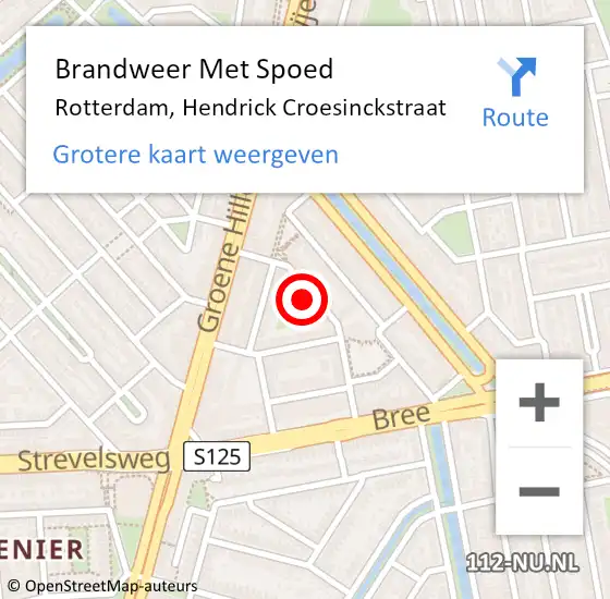 Locatie op kaart van de 112 melding: Brandweer Met Spoed Naar Rotterdam, Hendrick Croesinckstraat op 13 december 2024 19:52