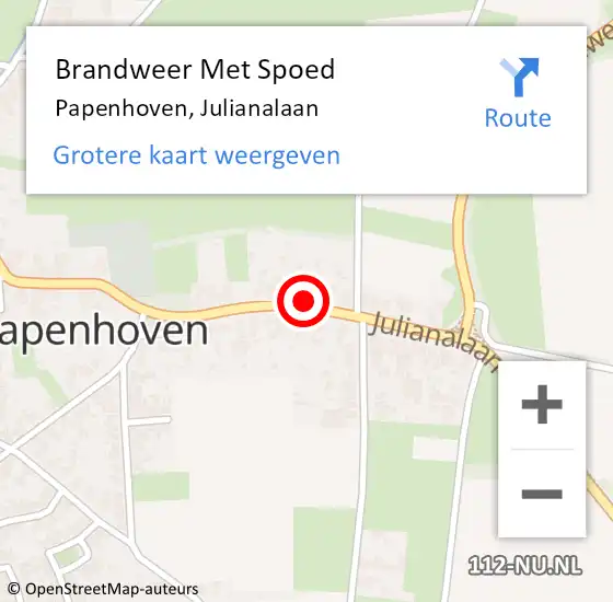 Locatie op kaart van de 112 melding: Brandweer Met Spoed Naar Papenhoven, Julianalaan op 13 december 2024 20:08