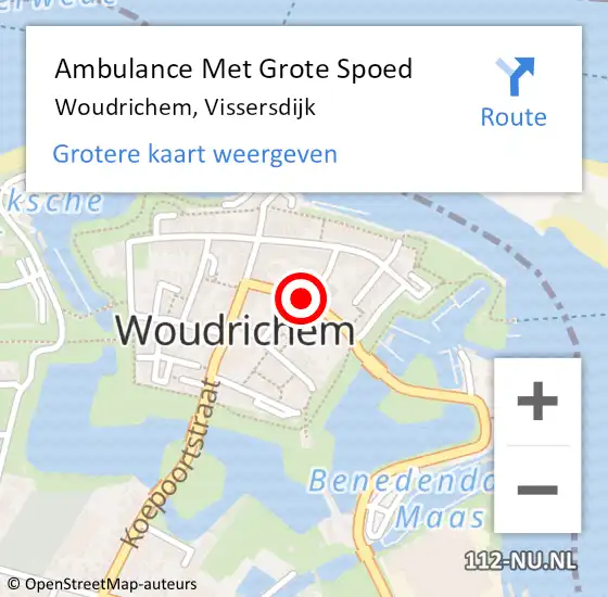 Locatie op kaart van de 112 melding: Ambulance Met Grote Spoed Naar Woudrichem, Vissersdijk op 13 december 2024 20:20