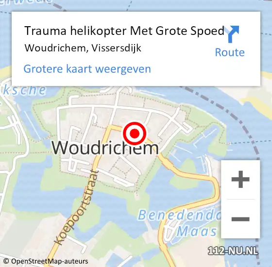 Locatie op kaart van de 112 melding: Trauma helikopter Met Grote Spoed Naar Woudrichem, Vissersdijk op 13 december 2024 20:21