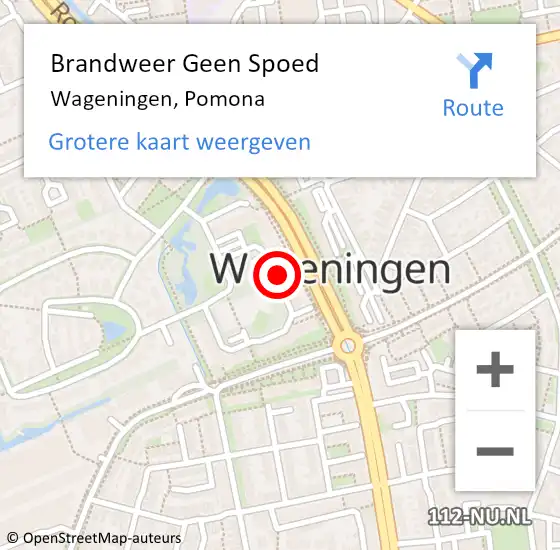 Locatie op kaart van de 112 melding: Brandweer Geen Spoed Naar Wageningen, Pomona op 13 december 2024 20:25