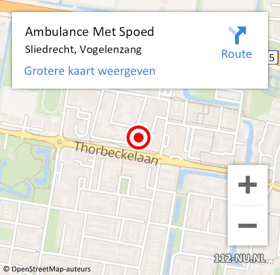 Locatie op kaart van de 112 melding: Ambulance Met Spoed Naar Sliedrecht, Vogelenzang op 13 december 2024 20:38