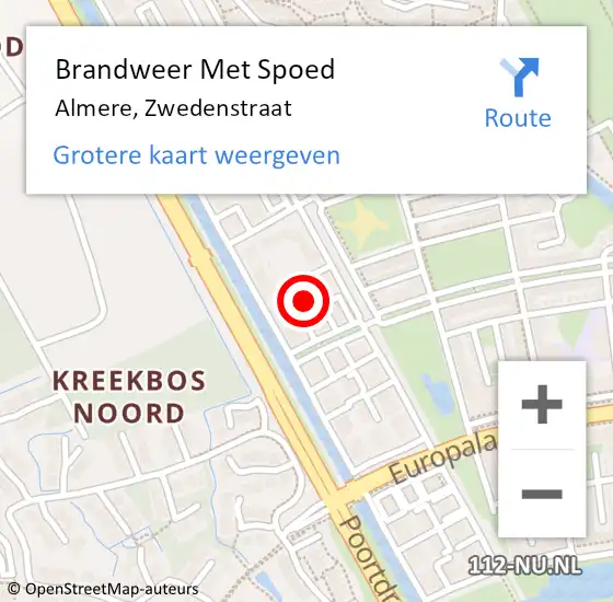 Locatie op kaart van de 112 melding: Brandweer Met Spoed Naar Almere, Zwedenstraat op 13 december 2024 20:39