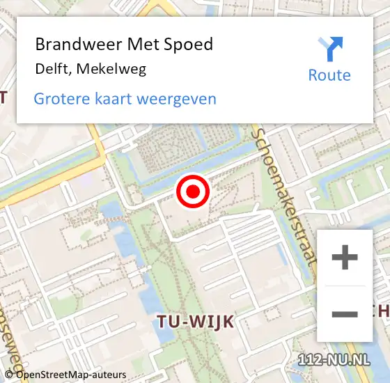 Locatie op kaart van de 112 melding: Brandweer Met Spoed Naar Delft, Mekelweg op 13 december 2024 20:45