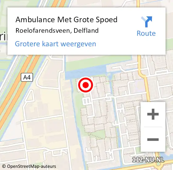 Locatie op kaart van de 112 melding: Ambulance Met Grote Spoed Naar Roelofarendsveen, Delfland op 13 december 2024 20:45