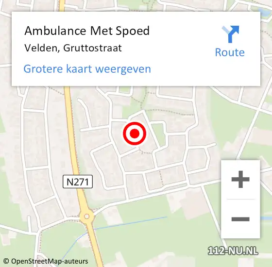 Locatie op kaart van de 112 melding: Ambulance Met Spoed Naar Velden, Gruttostraat op 19 oktober 2013 10:19