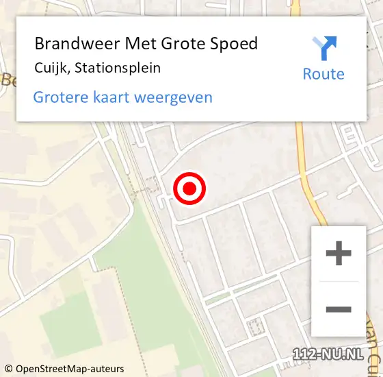 Locatie op kaart van de 112 melding: Brandweer Met Grote Spoed Naar Cuijk, Stationsplein op 13 december 2024 20:58