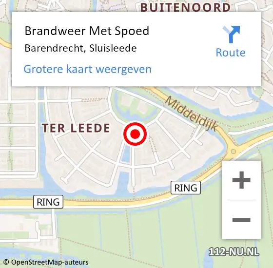 Locatie op kaart van de 112 melding: Brandweer Met Spoed Naar Barendrecht, Sluisleede op 13 december 2024 21:17