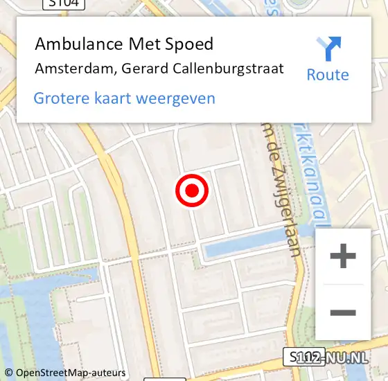 Locatie op kaart van de 112 melding: Ambulance Met Spoed Naar Amsterdam, Gerard Callenburgstraat op 13 december 2024 21:29