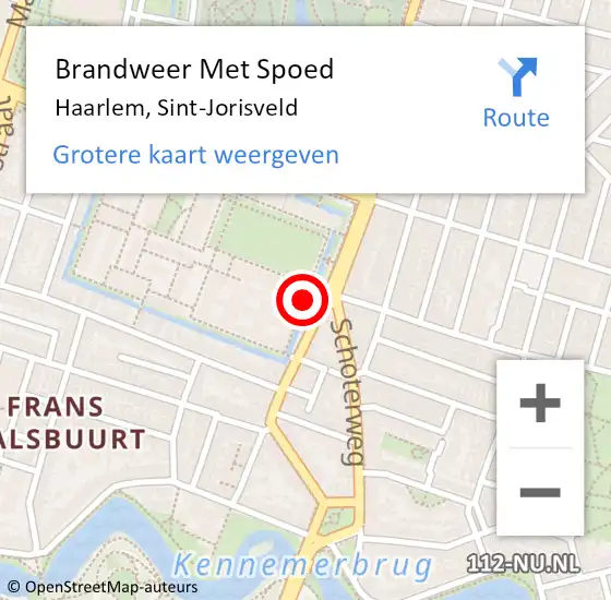 Locatie op kaart van de 112 melding: Brandweer Met Spoed Naar Haarlem, Sint-Jorisveld op 13 december 2024 21:36