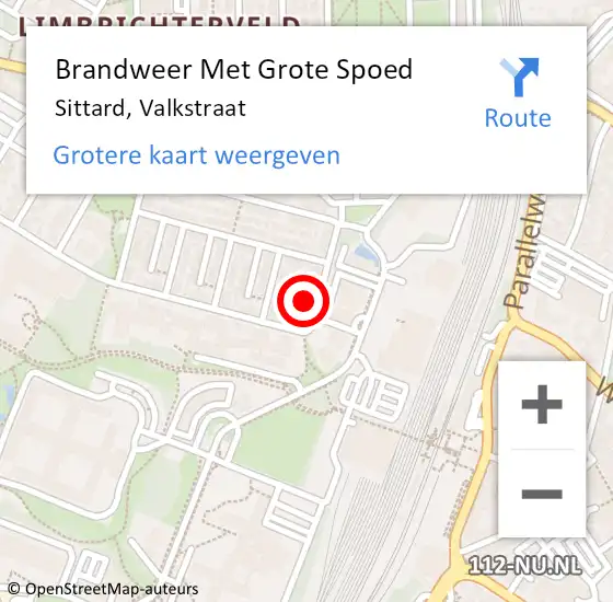 Locatie op kaart van de 112 melding: Brandweer Met Grote Spoed Naar Sittard, Valkstraat op 13 december 2024 21:58