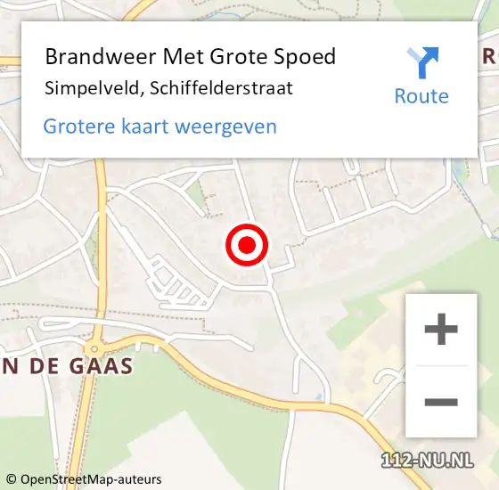 Locatie op kaart van de 112 melding: Brandweer Met Grote Spoed Naar Simpelveld, Schiffelderstraat op 13 december 2024 22:18