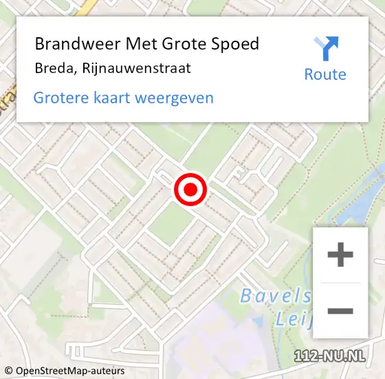 Locatie op kaart van de 112 melding: Brandweer Met Grote Spoed Naar Breda, Rijnauwenstraat op 13 december 2024 22:30