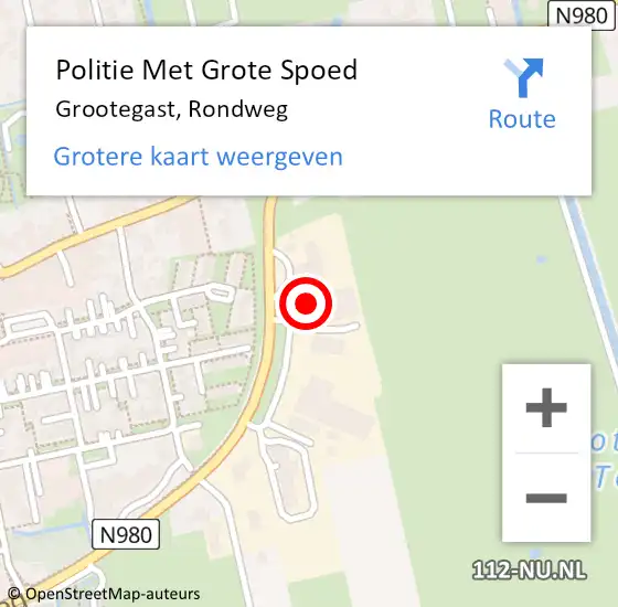 Locatie op kaart van de 112 melding: Politie Met Grote Spoed Naar Grootegast, Rondweg op 13 december 2024 22:50