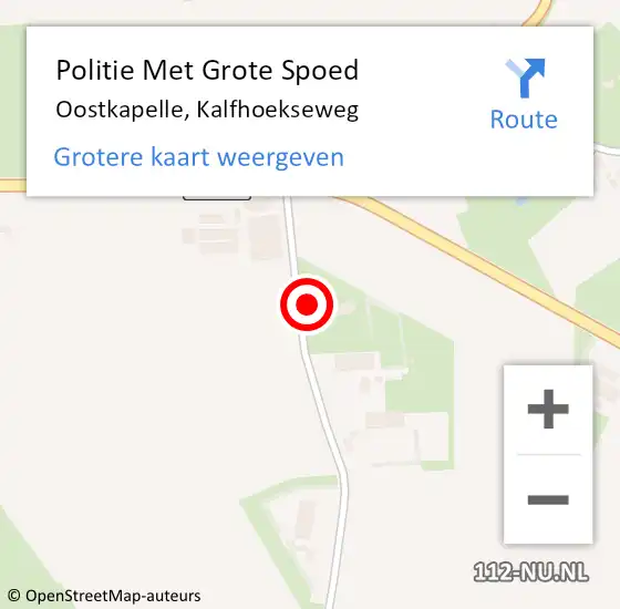 Locatie op kaart van de 112 melding: Politie Met Grote Spoed Naar Oostkapelle, Kalfhoekseweg op 13 december 2024 22:54