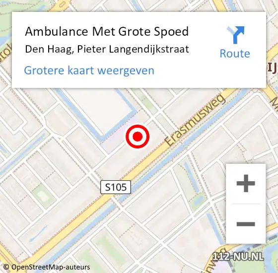 Locatie op kaart van de 112 melding: Ambulance Met Grote Spoed Naar Den Haag, Pieter Langendijkstraat op 13 december 2024 23:04