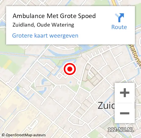 Locatie op kaart van de 112 melding: Ambulance Met Grote Spoed Naar Zuidland, Oude Watering op 13 december 2024 23:27