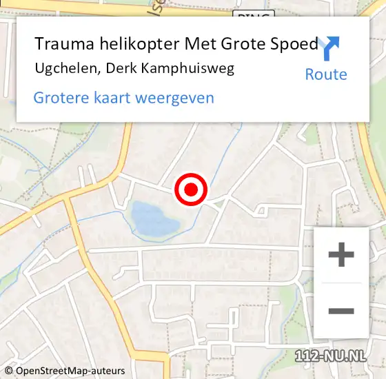 Locatie op kaart van de 112 melding: Trauma helikopter Met Grote Spoed Naar Ugchelen, Derk Kamphuisweg op 13 december 2024 23:47