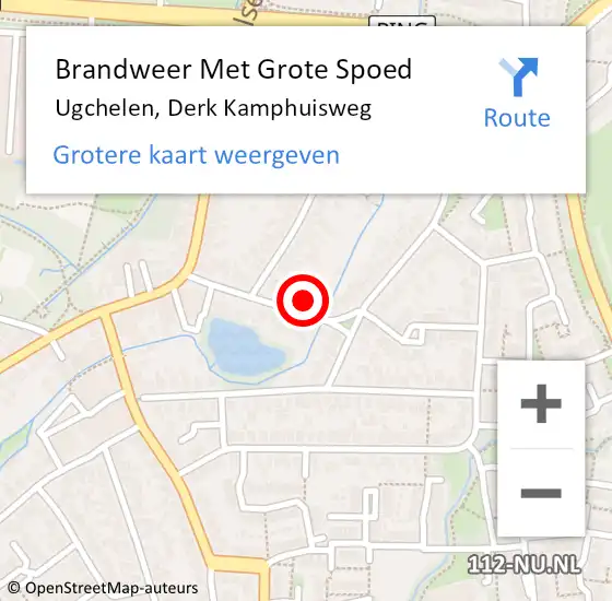 Locatie op kaart van de 112 melding: Brandweer Met Grote Spoed Naar Ugchelen, Derk Kamphuisweg op 13 december 2024 23:47