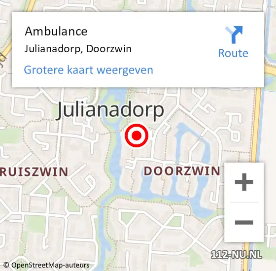 Locatie op kaart van de 112 melding: Ambulance Julianadorp, Doorzwin op 14 december 2024 00:12