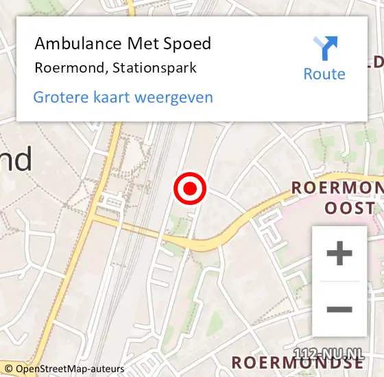 Locatie op kaart van de 112 melding: Ambulance Met Spoed Naar Roermond, Stationspark op 14 december 2024 00:30