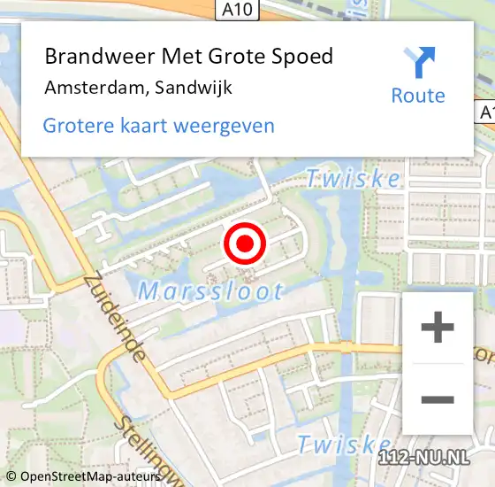 Locatie op kaart van de 112 melding: Brandweer Met Grote Spoed Naar Amsterdam, Sandwijk op 14 december 2024 01:30