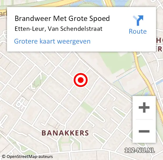 Locatie op kaart van de 112 melding: Brandweer Met Grote Spoed Naar Etten-Leur, Van Schendelstraat op 14 december 2024 01:34