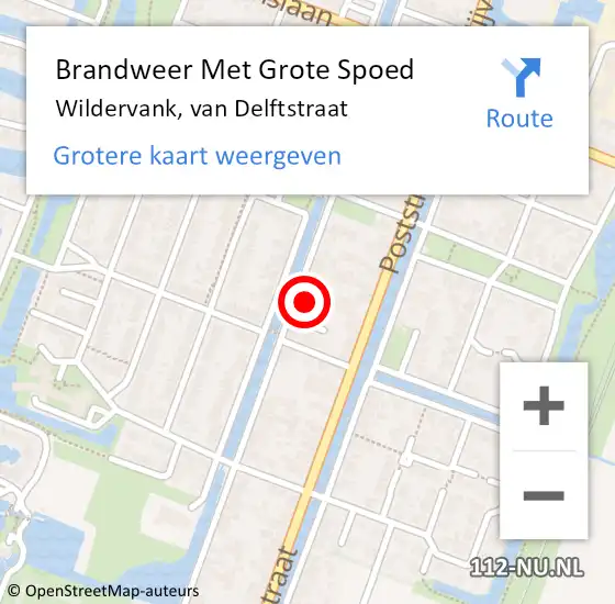 Locatie op kaart van de 112 melding: Brandweer Met Grote Spoed Naar Wildervank, van Delftstraat op 14 december 2024 01:46