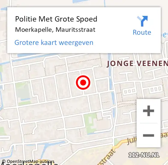 Locatie op kaart van de 112 melding: Politie Met Grote Spoed Naar Moerkapelle, Mauritsstraat op 14 december 2024 02:24