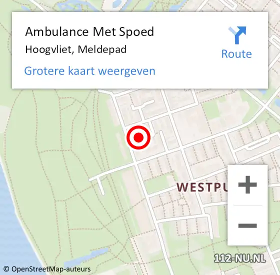 Locatie op kaart van de 112 melding: Ambulance Met Spoed Naar Hoogvliet, Meldepad op 14 december 2024 02:37