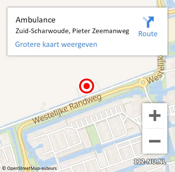 Locatie op kaart van de 112 melding: Ambulance Zuid-Scharwoude, Pieter Zeemanweg op 14 december 2024 05:05