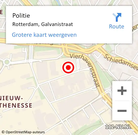 Locatie op kaart van de 112 melding: Politie Rotterdam, Galvanistraat op 14 december 2024 05:05