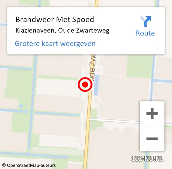 Locatie op kaart van de 112 melding: Brandweer Met Spoed Naar Klazienaveen, Oude Zwarteweg op 14 december 2024 05:47