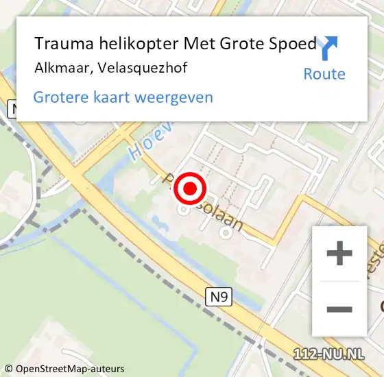 Locatie op kaart van de 112 melding: Trauma helikopter Met Grote Spoed Naar Alkmaar, Velasquezhof op 14 december 2024 06:28