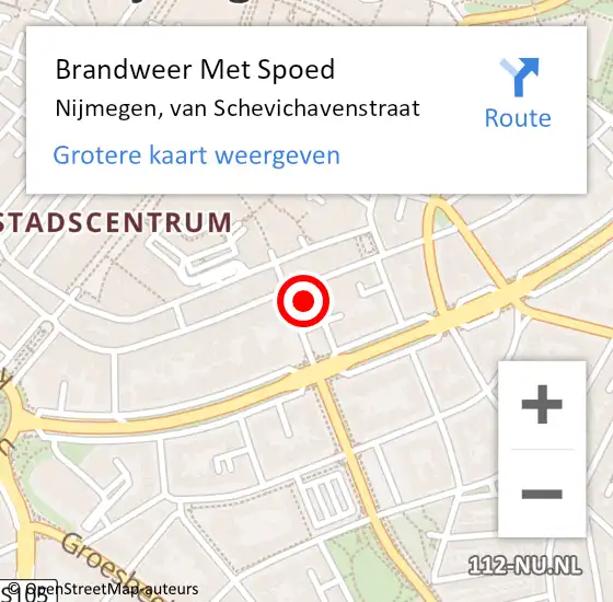 Locatie op kaart van de 112 melding: Brandweer Met Spoed Naar Nijmegen, van Schevichavenstraat op 14 december 2024 07:20