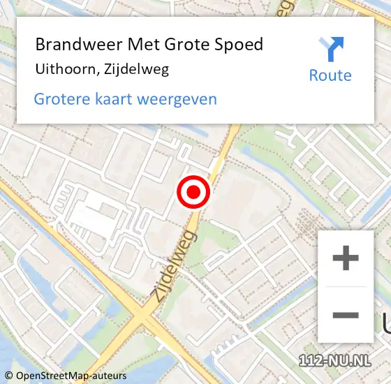 Locatie op kaart van de 112 melding: Brandweer Met Grote Spoed Naar Uithoorn, Zijdelweg op 14 december 2024 08:21