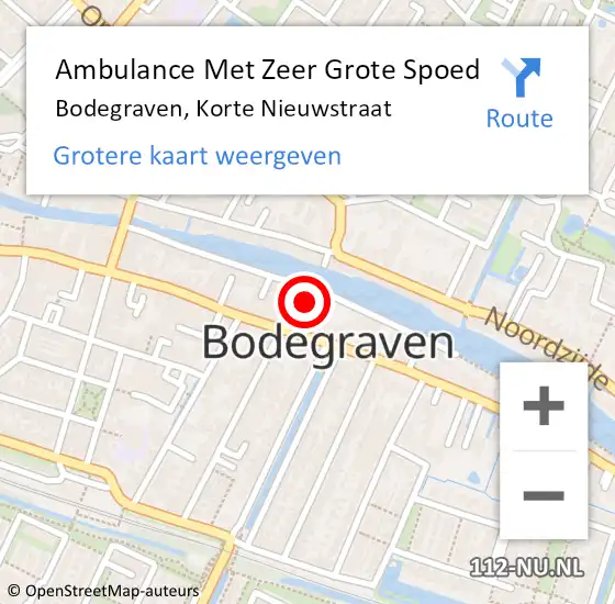 Locatie op kaart van de 112 melding: Ambulance Met Zeer Grote Spoed Naar Bodegraven, Korte Nieuwstraat op 14 december 2024 08:36